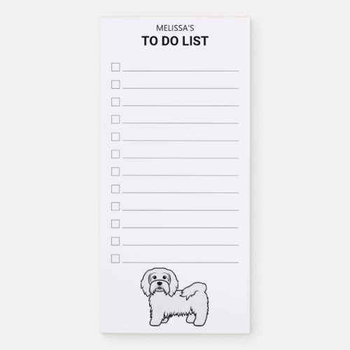 White Havanese Cute Cartoon Dog To Do List Magnetic Notepad