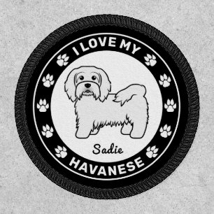 White Havanese Dog I Love My Havanese & Name Patch