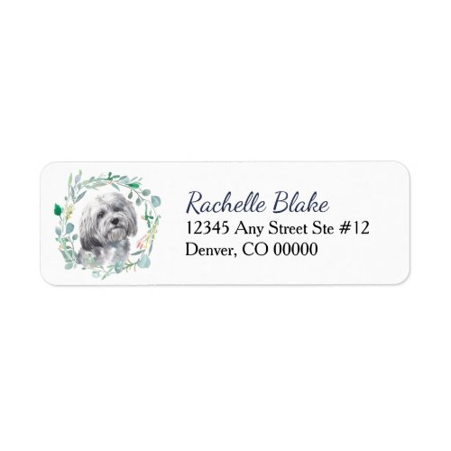 White Havanese Dog Wreath Label