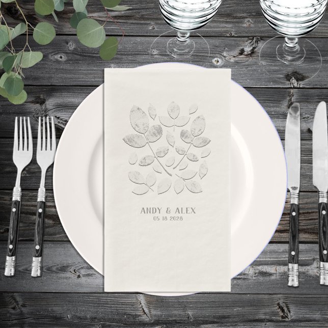White Haven Leaf Wedding Ecru Beige Paper Guest Towels (Creator Uploaded)