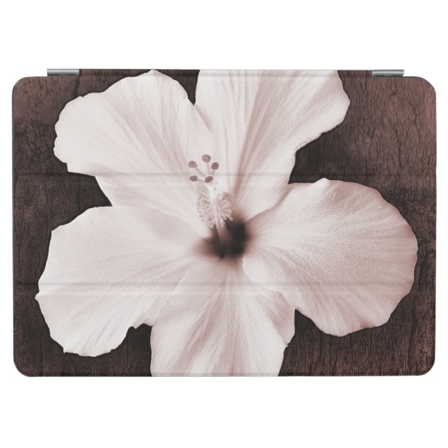 White Hawaiian Hibiscus Sepia Tropical Flower iPad Air Cover (Horizontal)
