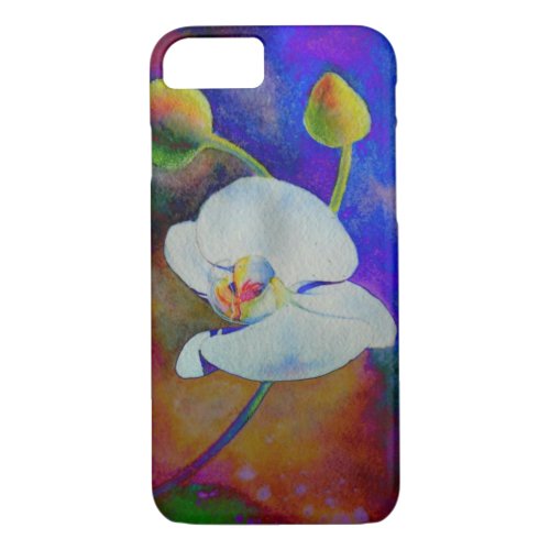 White Hawaiian orchid watercolor painting iPhone 87 Case