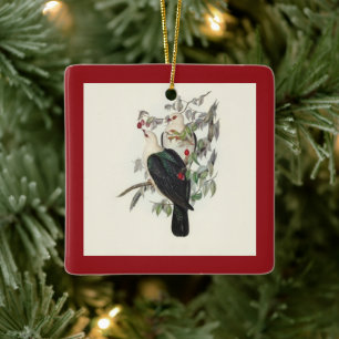 White-headed Fruit Pigeon, Vintage Ceramic Ornament