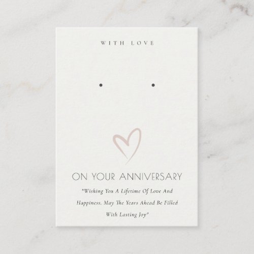 WHITE HEART ANNIVERSARY GIFT EARRING STUD DISPLAY PLACE CARD