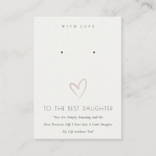 WHITE HEART BEST DAUGHTER GIFT EARRING DISPLAY PLACE CARD