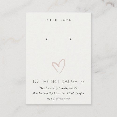 WHITE HEART BEST DAUGHTER GIFT EARRING DISPLAY PLACE CARD