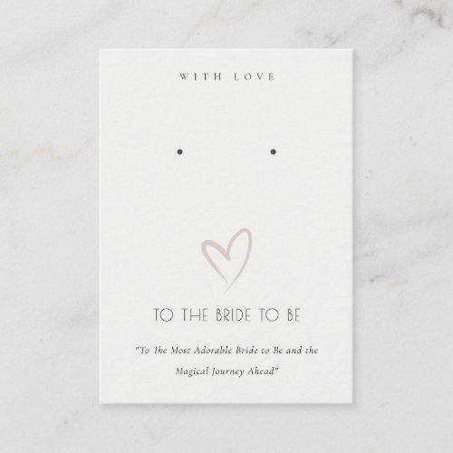 WHITE HEART BRIDE TO BE GIFT EARRING DISPLAY PLACE CARD