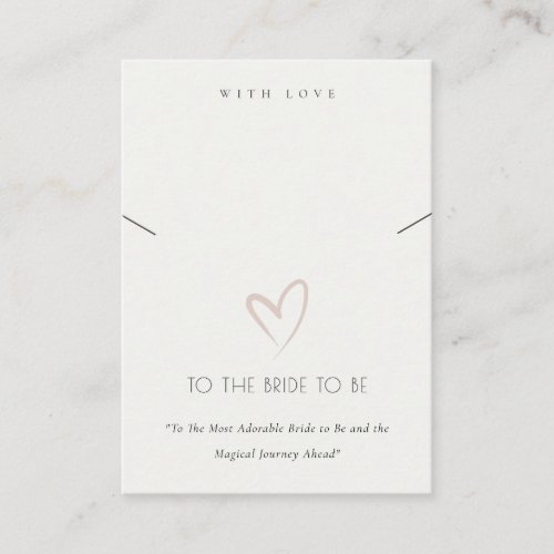 WHITE HEART BRIDE TO BE GIFT NECKLACE DISPLAY PLACE CARD