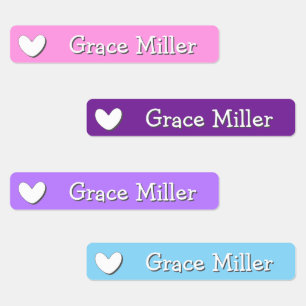 White Heart Colorful  Kids' Labels