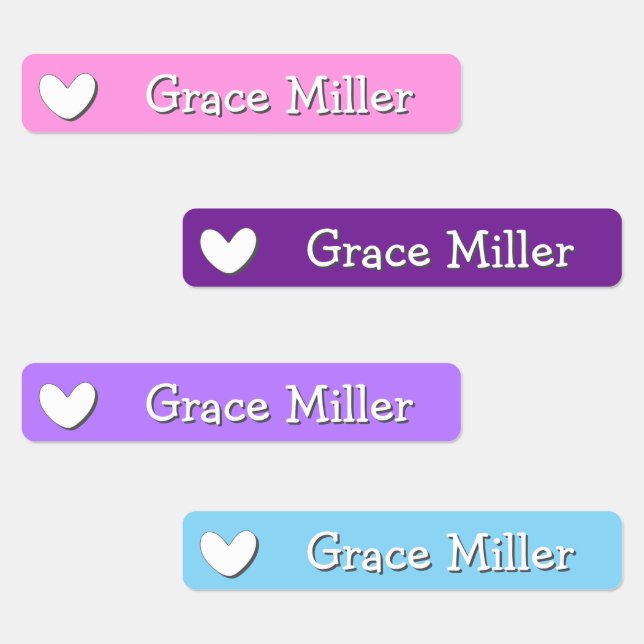 White Heart Colorful  Kids' Labels (Group)