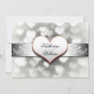white heart engagement party invitations