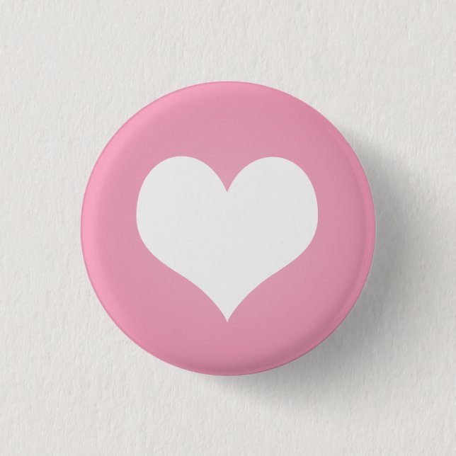 White heart flair pinback button (Front)