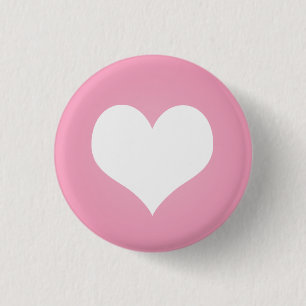 White heart flair pinback button