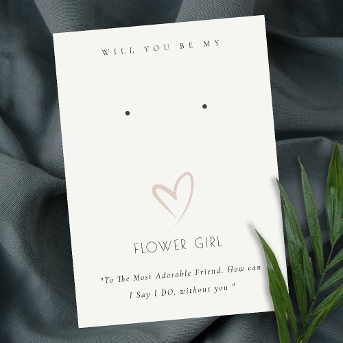 WHITE HEART FLOWER GIRL GIFT EARRING DISPLAY PLACE CARD