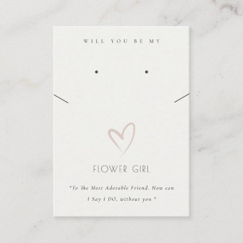 WHITE HEART FLOWER GIRL GIFT NECKLACE EARRING PLACE CARD