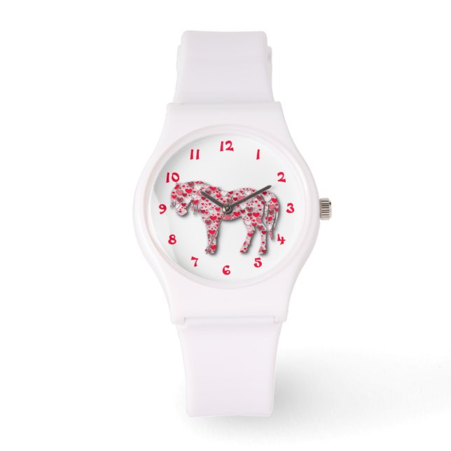 White Heart Horse Pony Watch (Front)