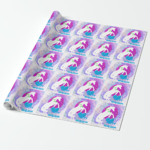 White Heart Horses V Holiday (Colorful Haze) Wrapping Paper