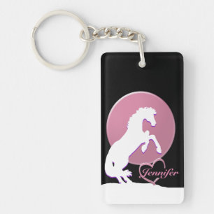 White Heart Horses V (Pink) Keychain