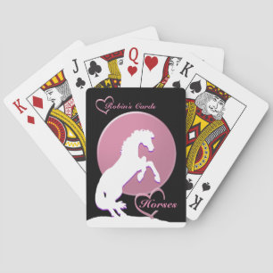 White Heart Horses V (Pink) Poker Cards