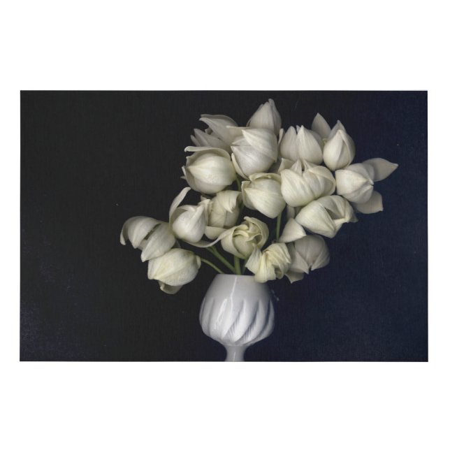 White heart in black faux canvas print (Front)