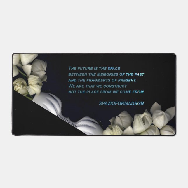 "White heart in black from moon" & Future Desk Mat (Front)