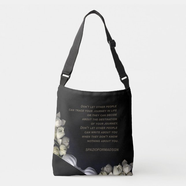 "White heart in black from moon" & Journey Crossbody Bag (Front)
