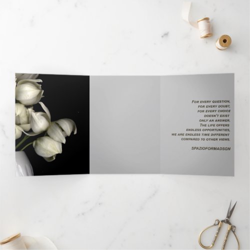 White heart in black from moon  Silence doubt Tri_Fold Holiday Card