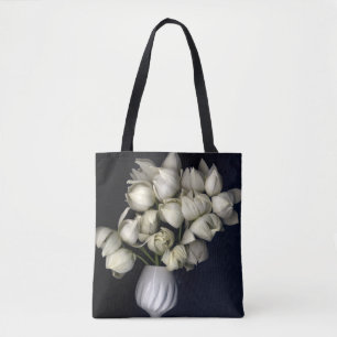 "White heart in black" Tote Bag