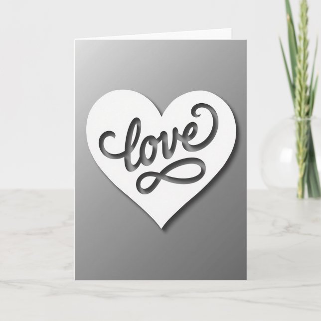 White Heart Love Cutout Card (Front)