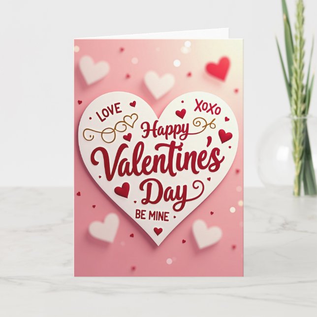 White Heart Love Valentine Card (Front)