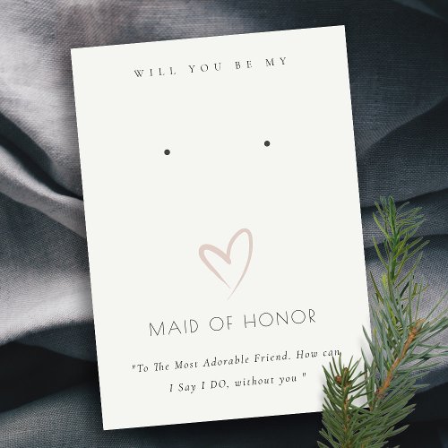 WHITE HEART MAID OF HONOR GIFT EARRING DISPLAY PLACE CARD