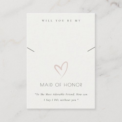 WHITE HEART MAID OF HONOR GIFT NECKLACE DISPLAY PLACE CARD