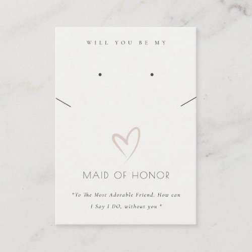WHITE HEART MAID OF HONOR GIFT NECKLACE EARRING PLACE CARD