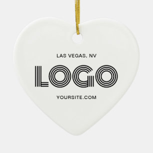 White Heart Modern Logo Ceramic Ornament