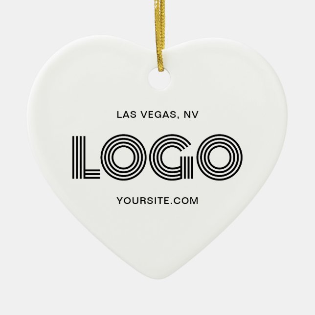 White Heart Modern Logo Ceramic Ornament (Front)