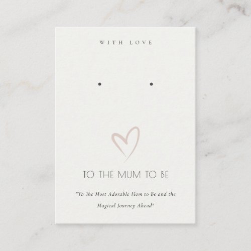 WHITE HEART MUM TO BE GIFT EARRING STUD DISPLAY PLACE CARD