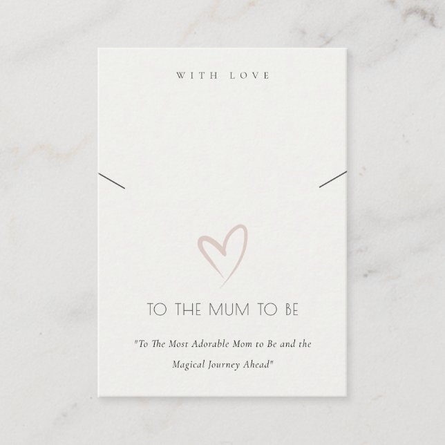 WHITE HEART MUM TO BE GIFT NECKLACE DISPLAY PLACE CARD (Front)