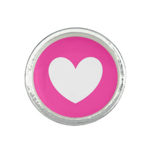 White heart on fuchsia pink ring