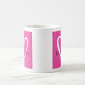 White Heart on Hot Pink Monogram Coffee Mug (Center)