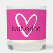 White Heart on Hot Pink Monogram Scented Candle (Front)