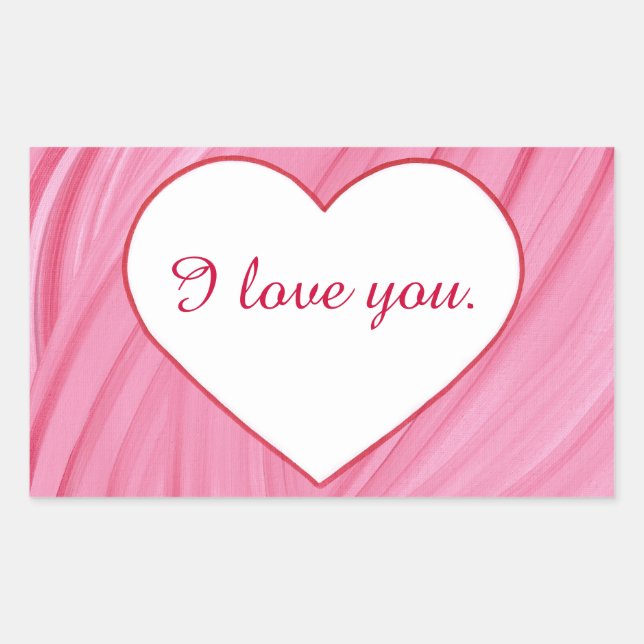White heart on pink red love your text stickers (Front)