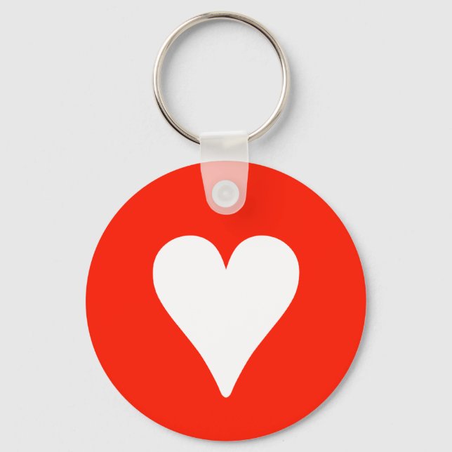 White heart on red - Key ring (Front)