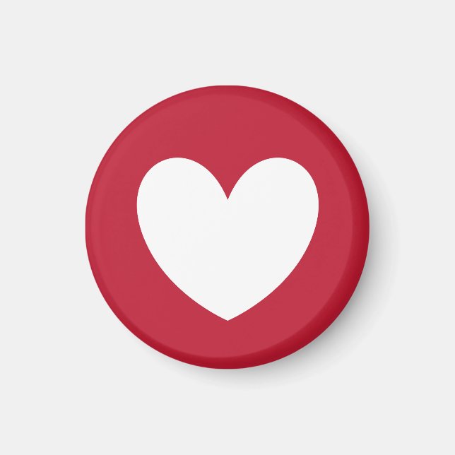 White heart on red magnet (Front)