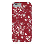 white heart on red romantic love damask barely there iPhone 6 case