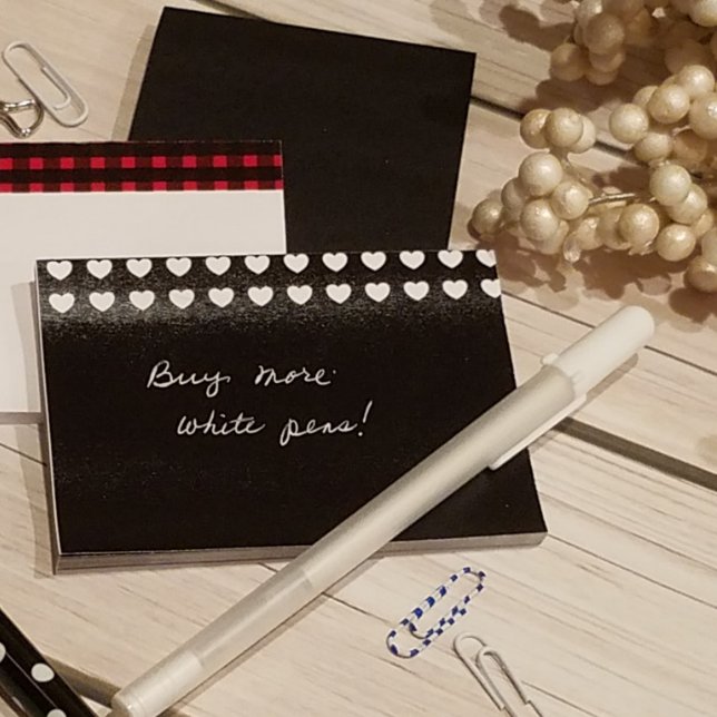 White Heart pattern Custom Color Post-it Notes