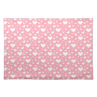 White Heart Pattern On Pink Cloth Placemat