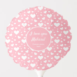 White Heart Pattern On Pink & Custom Love Message Balloon
