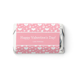 White Heart Pattern On Pink Happy Valentine's Day Hershey's Miniatures