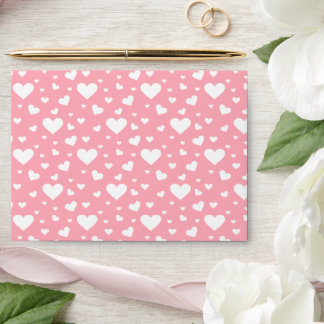 White Heart Pattern On Pink - Valentine's Day Envelope