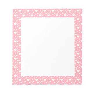 White Heart Pattern On Pink - Valentine's Day Notepad